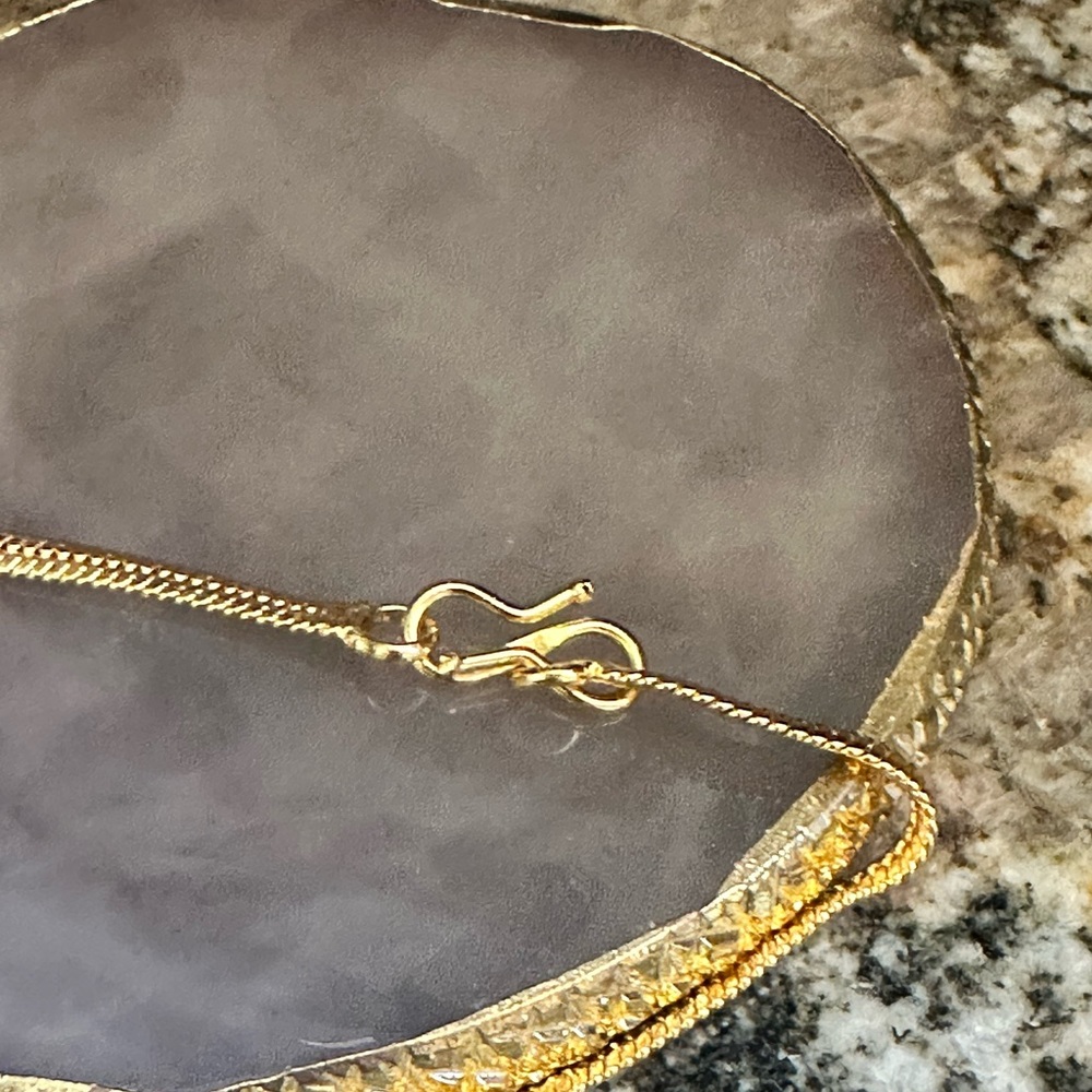 Gold Herringbone Turquoise Pendant Necklace - Picture 4 of 8